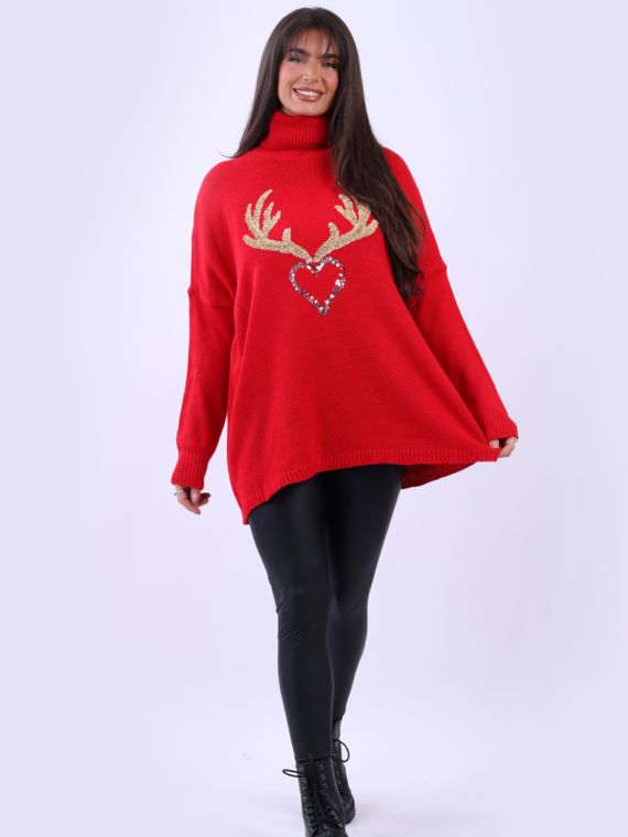 Sequin heart jumper top