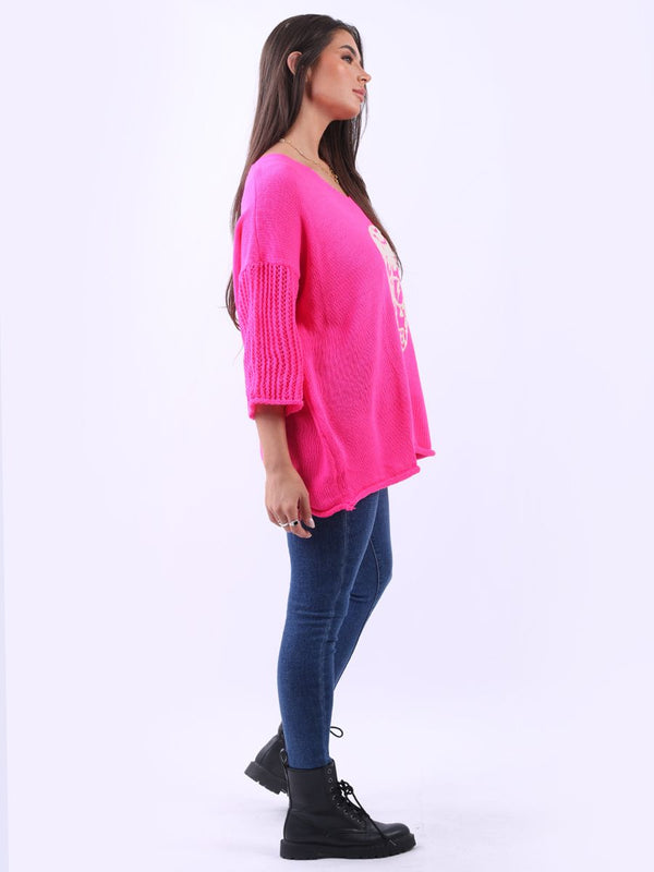 Embossed Sugar Skulls Jumper - Pink