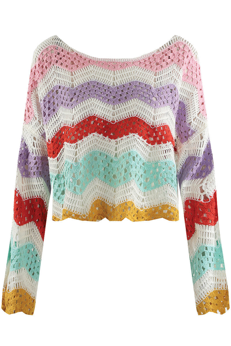 Rainbow Cropped Crochet Top
