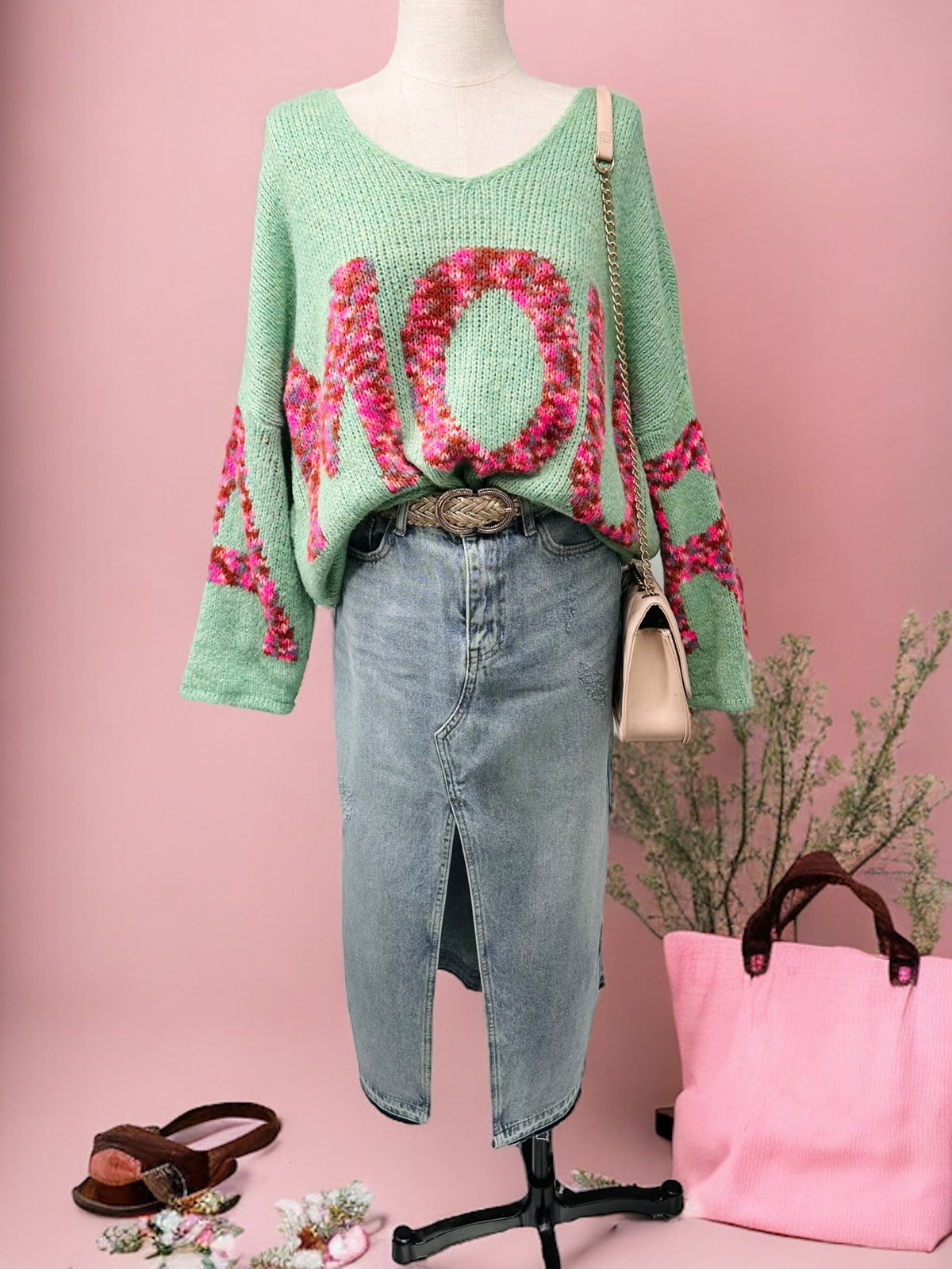 Slouch Hi-Lo Amour Jumper - Green