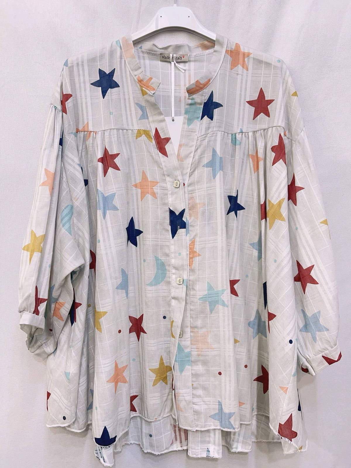 Cotton Star/Moon Floaty Shirt - Ecru