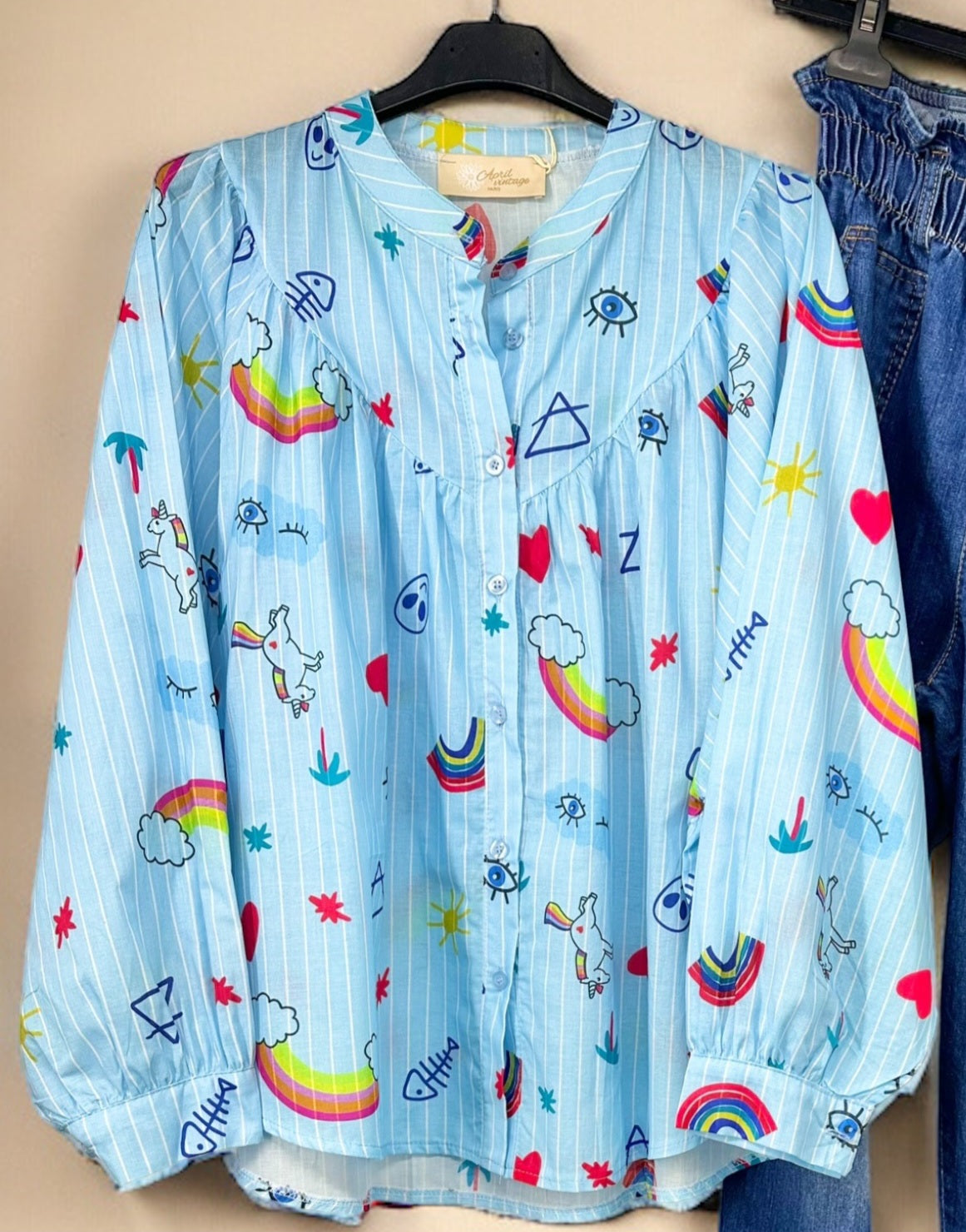 Cotton Unicorn & Rainbows Floaty Shirt