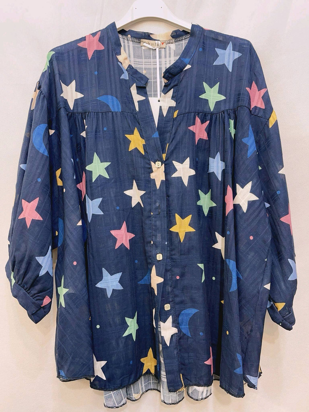 Cotton Star/Moon Floaty Shirt - Marine