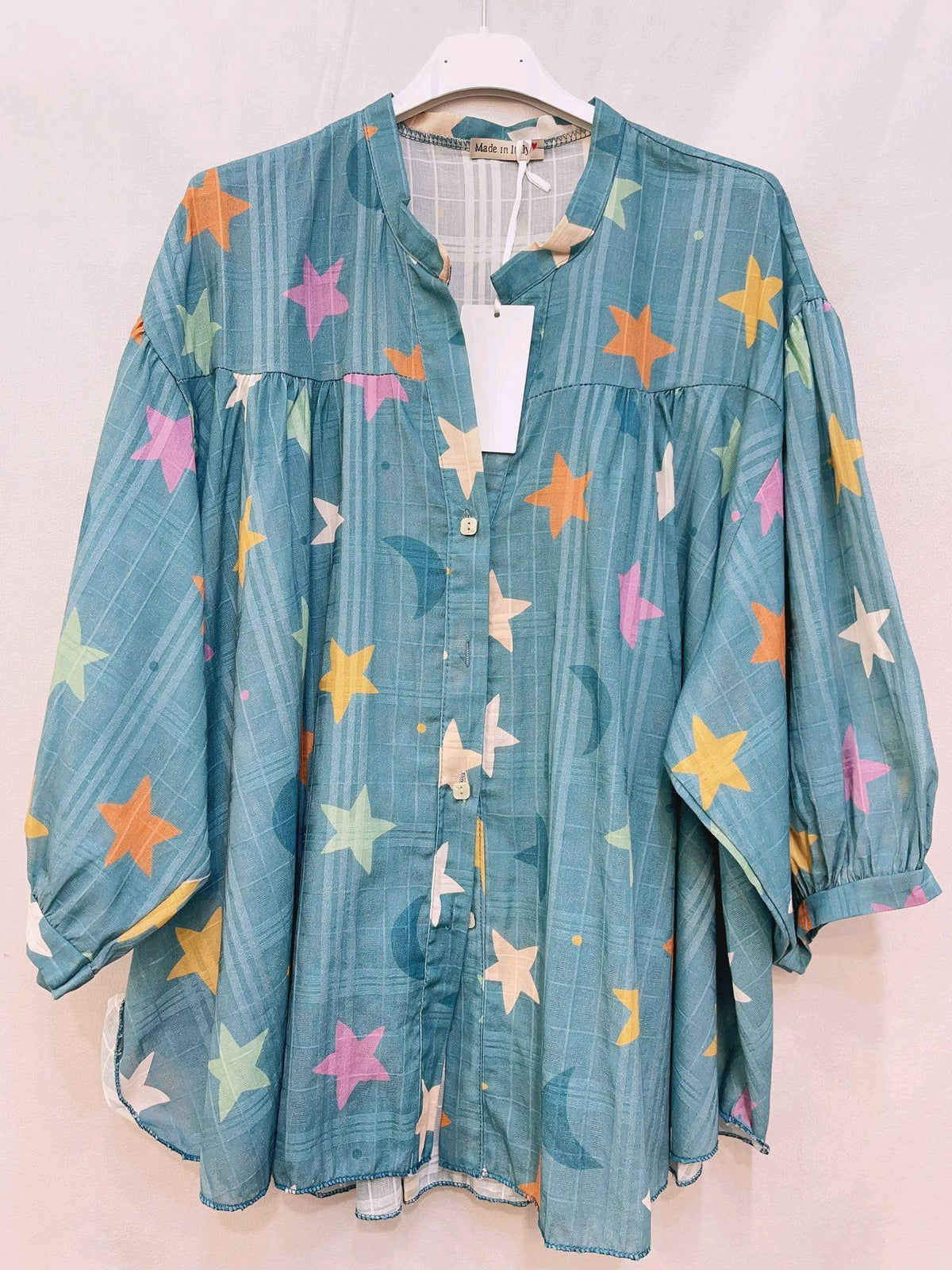 Cotton Star/Moon Floaty Shirt - Teal