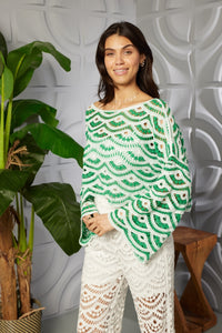 Green Wave Cropped Crochet Top