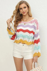 Rainbow Cropped Crochet Top