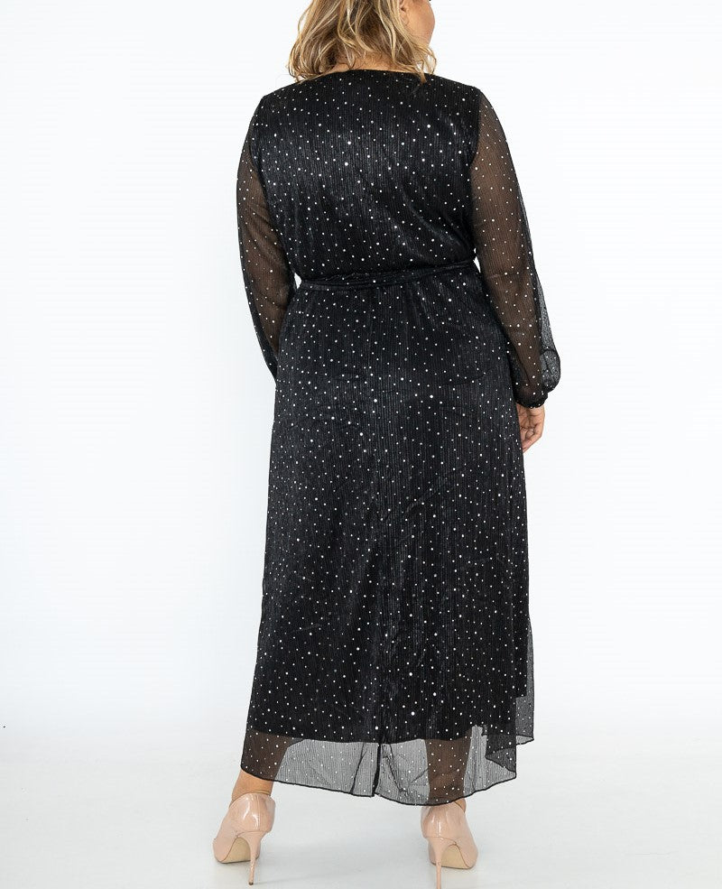 Glitter Sparkle Maxi Dress in Black