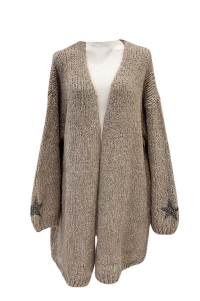 Sparkly Star Mohair Cardigan - Taupe