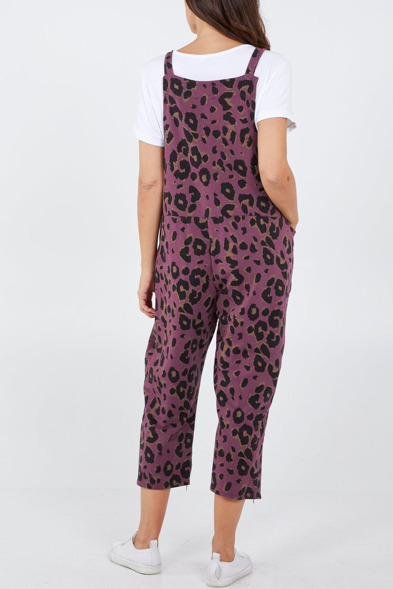 Blackcurrent Leopard Tie Slouch Dungarees