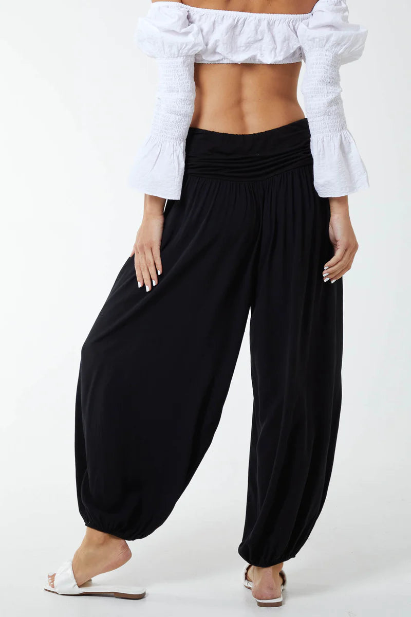 Plain Harem Yoga Pants - Black