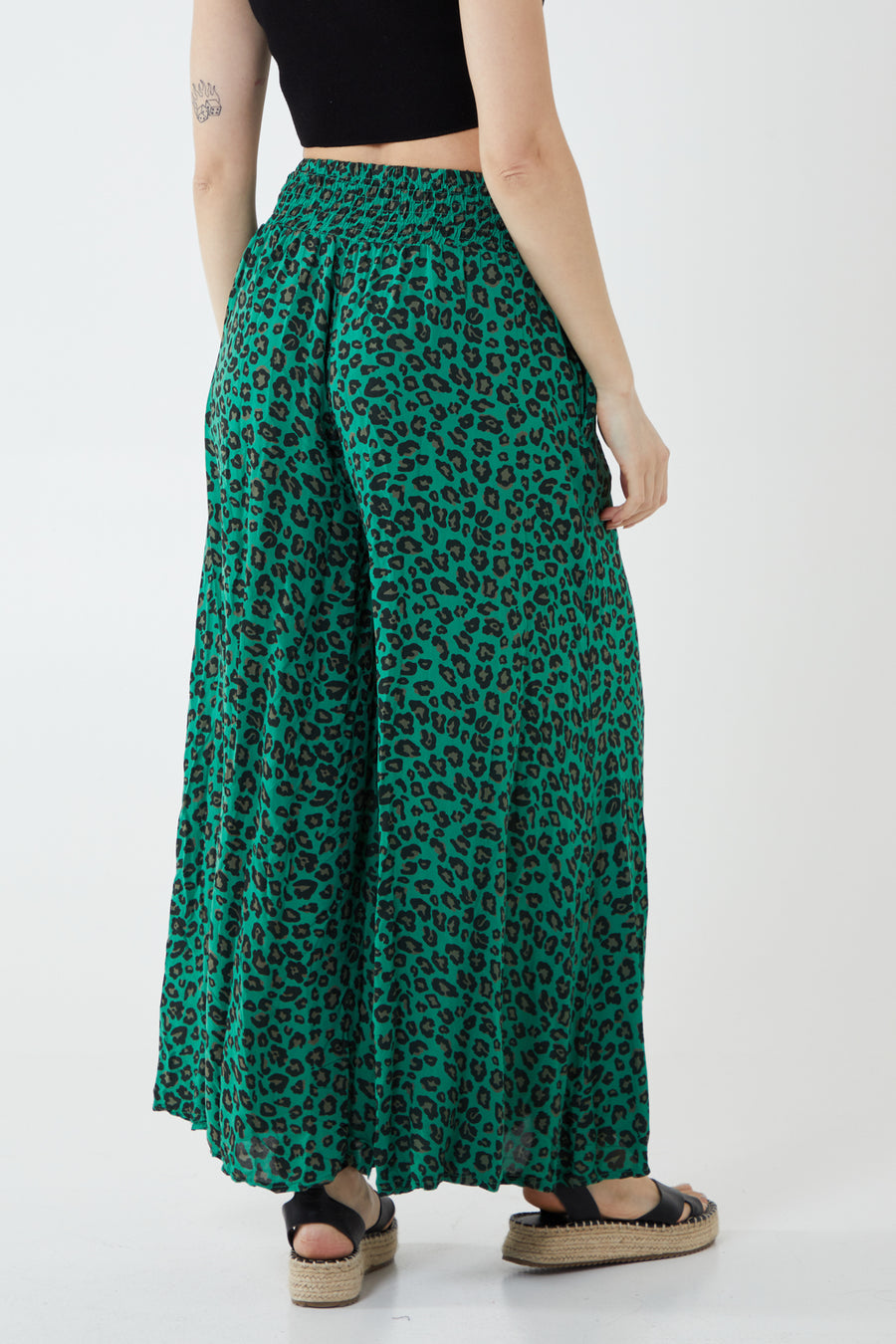 Printed High Waist Belted Palazzo Pants - Gracia Fashion